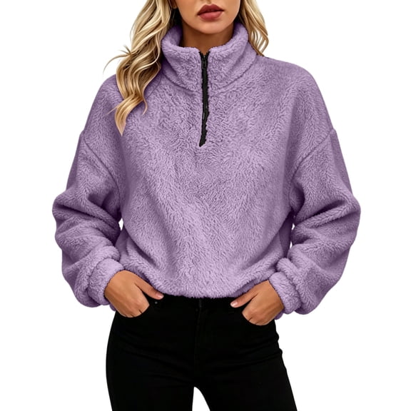 AloohaidyvioNo Boundaries Womens Fleece Half Zip Sweatshirt Long Sleeve Quarter Zip Sherpa Pullover, Winter Warm Casual Fuzzy Sweatshirts