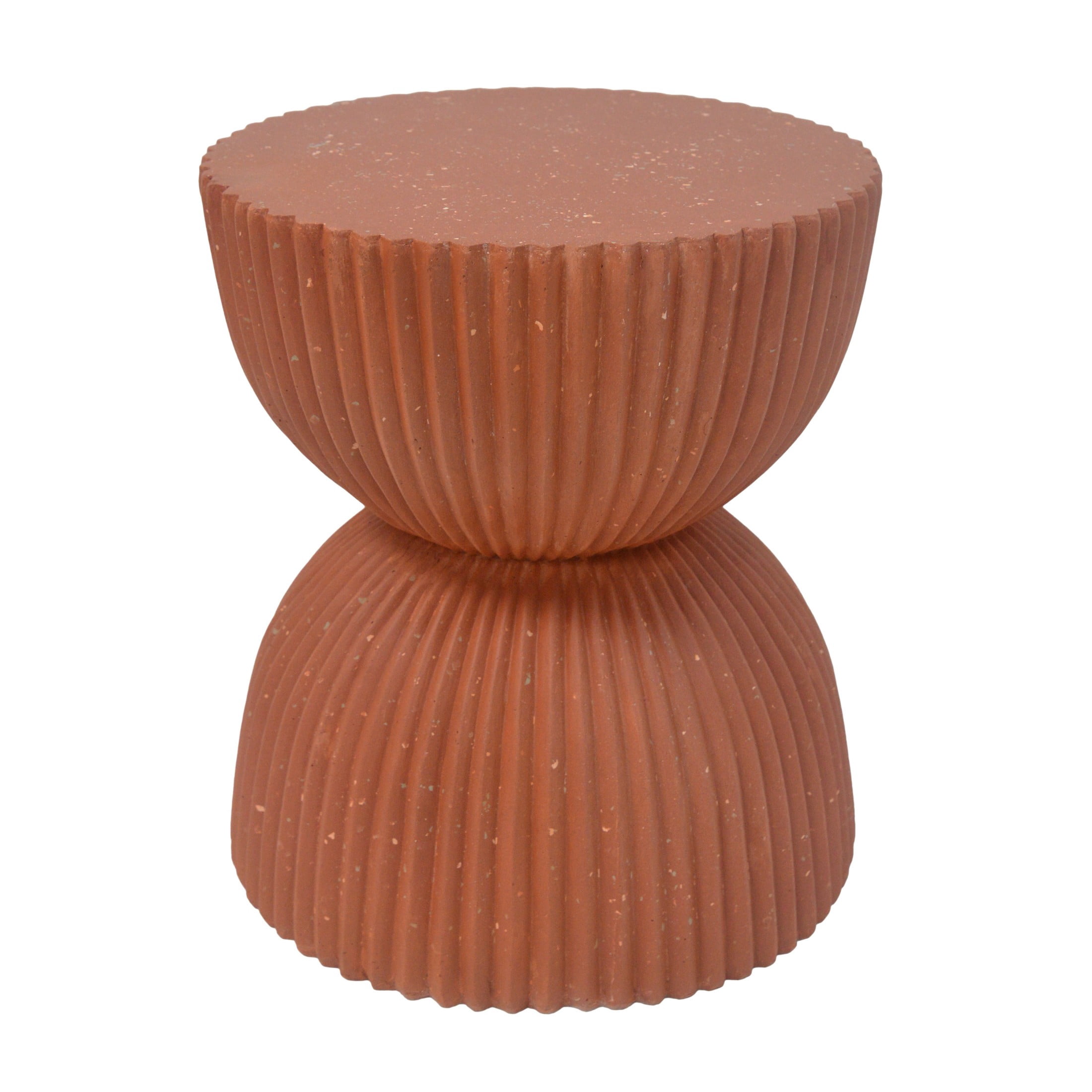 Christopher Knight Home 15.37" Modern Ribbed Hourglass MGO Side Table, Outdoor Indoor Use, Terracotta
