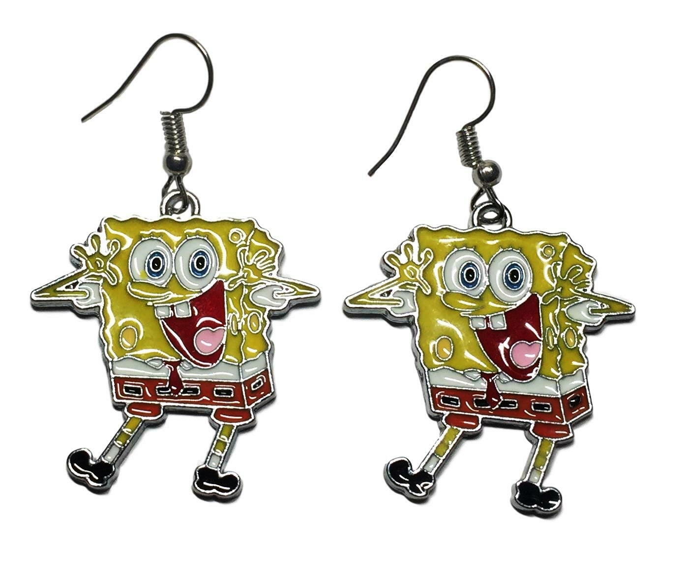 Nickelodeon SpongeBob Squarepants Cartoon Character Metal Drop Dangle Hook Earrings W/ Gift Box 