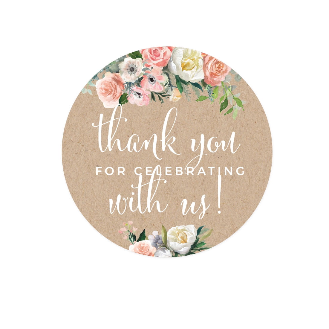 Weddings Bridal Showers and Perfect for Small Business Owners 500 Labels Per Roll for Birthdays Kraft Thank You Label Sticker with Heart 2.25 x 1.25