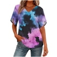 thumbnail image 2 of ATENAR Womens Shirts Loose Summer Tops for Women Short Sleeve Tee Purple 2XL, 2 of 7