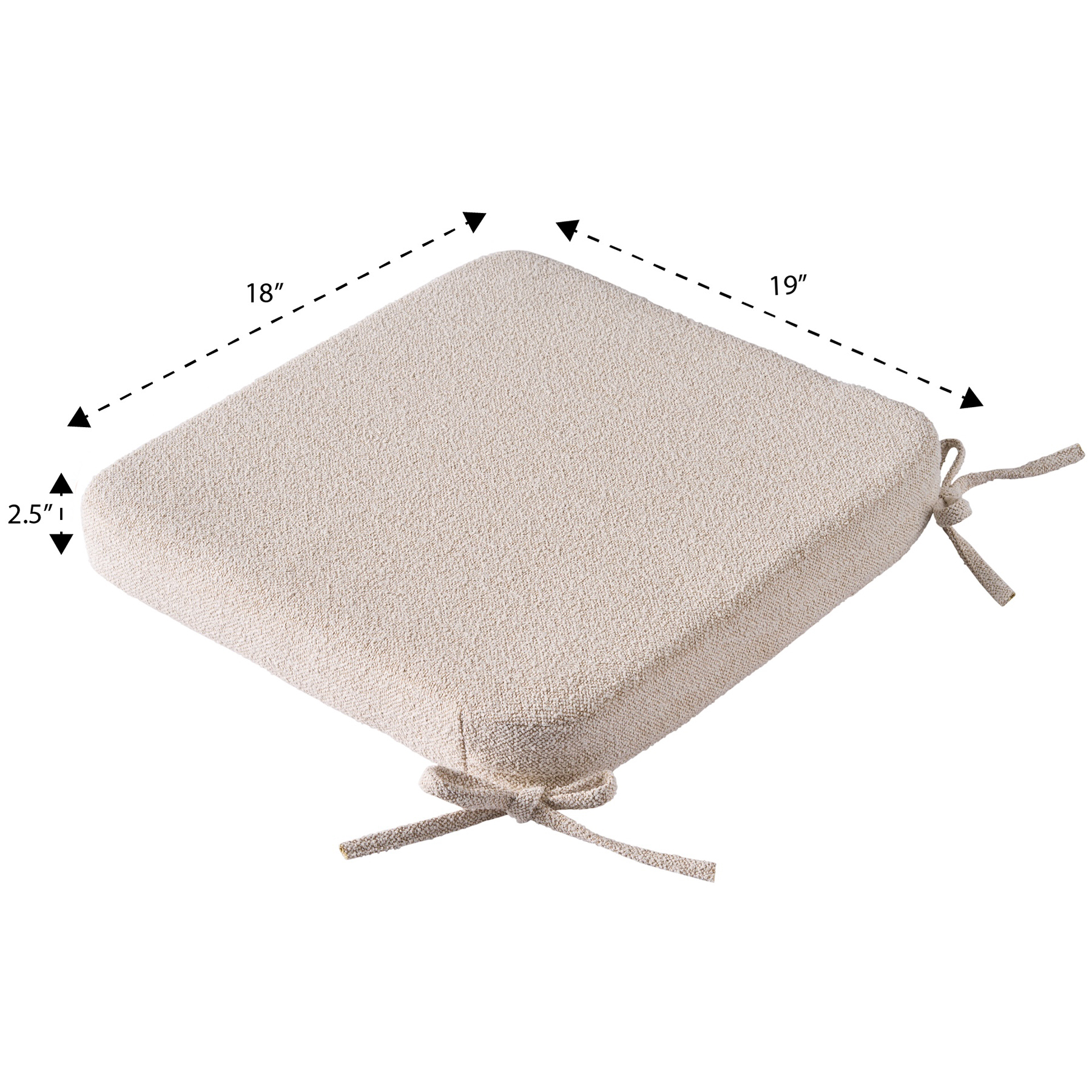 Better Homes & Gardens 19 in x 18 in Outdoor Seat Pad Cushion, 1-Piece, Cream Boucle
