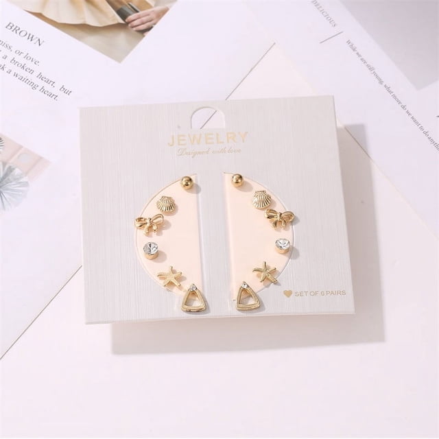 Pendientes para mujer, regalos para mujer, 6 pares pequeños de pendientes geométricos con combinación de flores, pendientes de aleación para mujer.