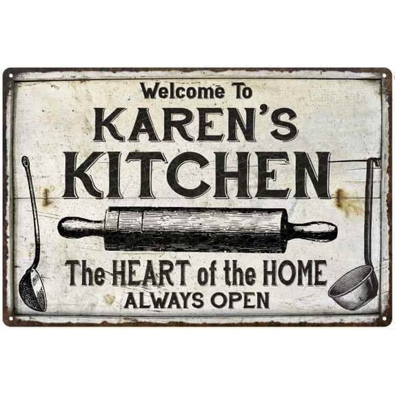 KAREN'S Kitchen Farmhouse Sign 16 x 24 Matte Finish Metal 116240033016