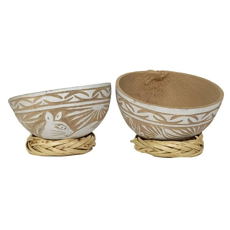 

Mezcal Jicaras (Small Shot Glass Size) - Holds 2-3 Ounces - Hand-carved from Mexico with Natural Fiber Base