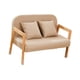 thumbnail image 4 of Sofá para niños con brazo de madera maciza con reposabrazos, sofá acolchado de 2 plazas Beige, 4 of 9