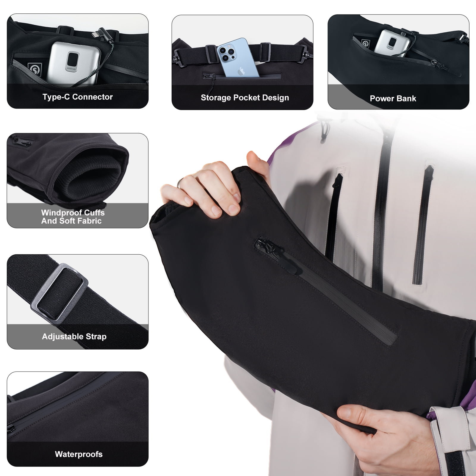 SAVIOR HEAT Heated Hand Muff, Electric Heating Hand Warmer Pouch for Winter Outdoor Hunting Camping Golf Photography(Black, 3000mAh)
