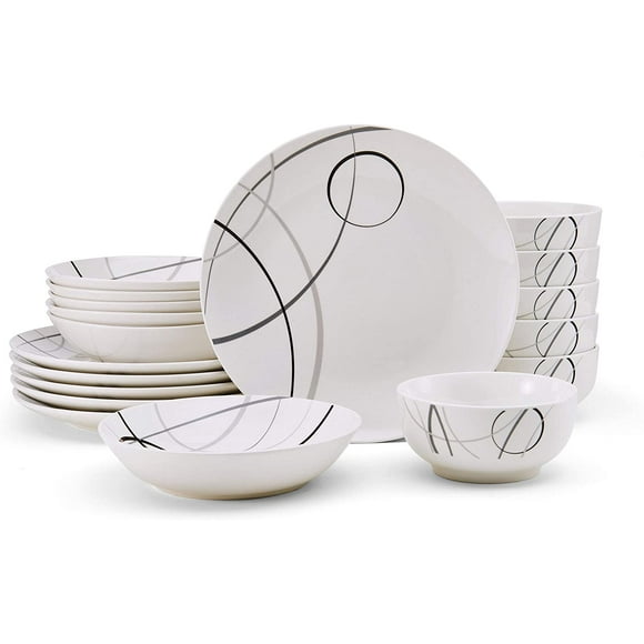 Studio Nova Porcelain 18-Piece Dinnerware Set, Service for 6, Circles