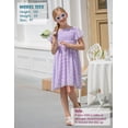 thumbnail image 6 of Aideaone Girls Chiffon Dress Flutter Ruffle Short Sleeve Kids Square Neck Frocks Purple 6-13Y, 6 of 8