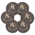 thumbnail image 7 of Yayeee 6 PCS Drink Coasters with Holder Set Woven Absorbent Round Tabletop Hot Pad, Black Astronaut Space, 7 of 7