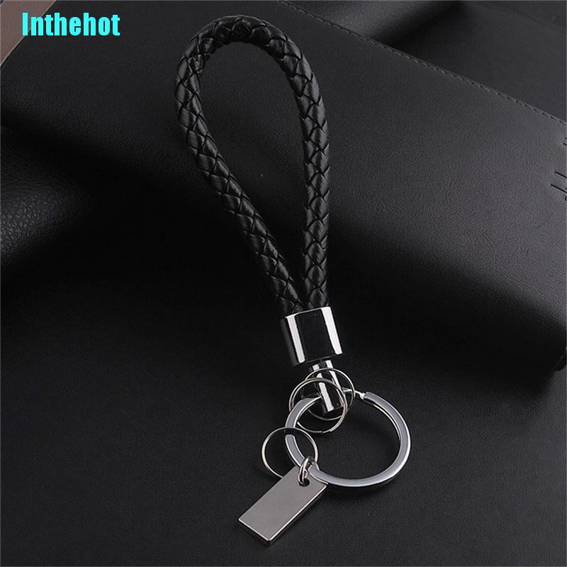 Leather Metal Car Keychain Keyring Purse Bag Braided Key Chain Ring Keyfob Gift