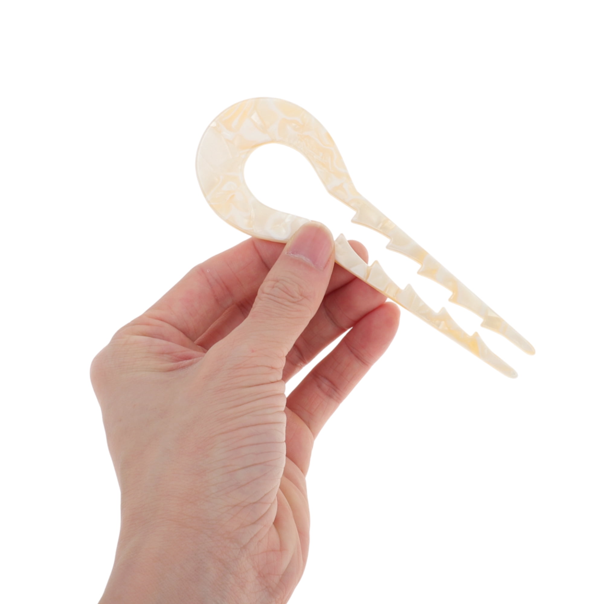 Unique Bargains Comfortable No Slip U-shaped Toothed Chignon Pin for Women 1 Pc Beige