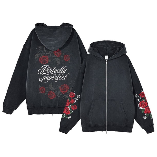 Sudadera con capucha Y2K Rose para hombre y mujer, suéter de gran tamaño, estilo gótico, Hip Hop, Harajuku, gráfico Vintage, chaqueta holgada, Tops