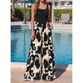 thumbnail image 4 of Jumpsuits for Women Summer One-Piece Sleeveless Boho Floral Wide Leg Romper Vacation Outfits Black Rice Print XL, 4 of 9