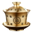 thumbnail image 4 of flameer Chinese Gaiwan Tea Set Brass Ornaments Decorative Tea Cup and Saucer Traditional fu word, 4 of 8