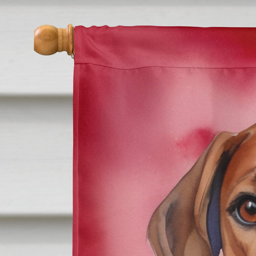 Caroline's Treasures DAC5337CHF English Foxhound My Valentine House Flag Large Porch Sleeve Pole Decorative Outside Yard Banner Artwork Wall Hanging, Polyester, House Size, Multicolor