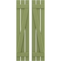 Ekena Millwork 11 1/2"W x 74"H Americraft Three Board (2 Batten) Exterior Real Wood Spaced Board-n-Batten Shutters w/ Z-Bar (Per Pair), Moss Green