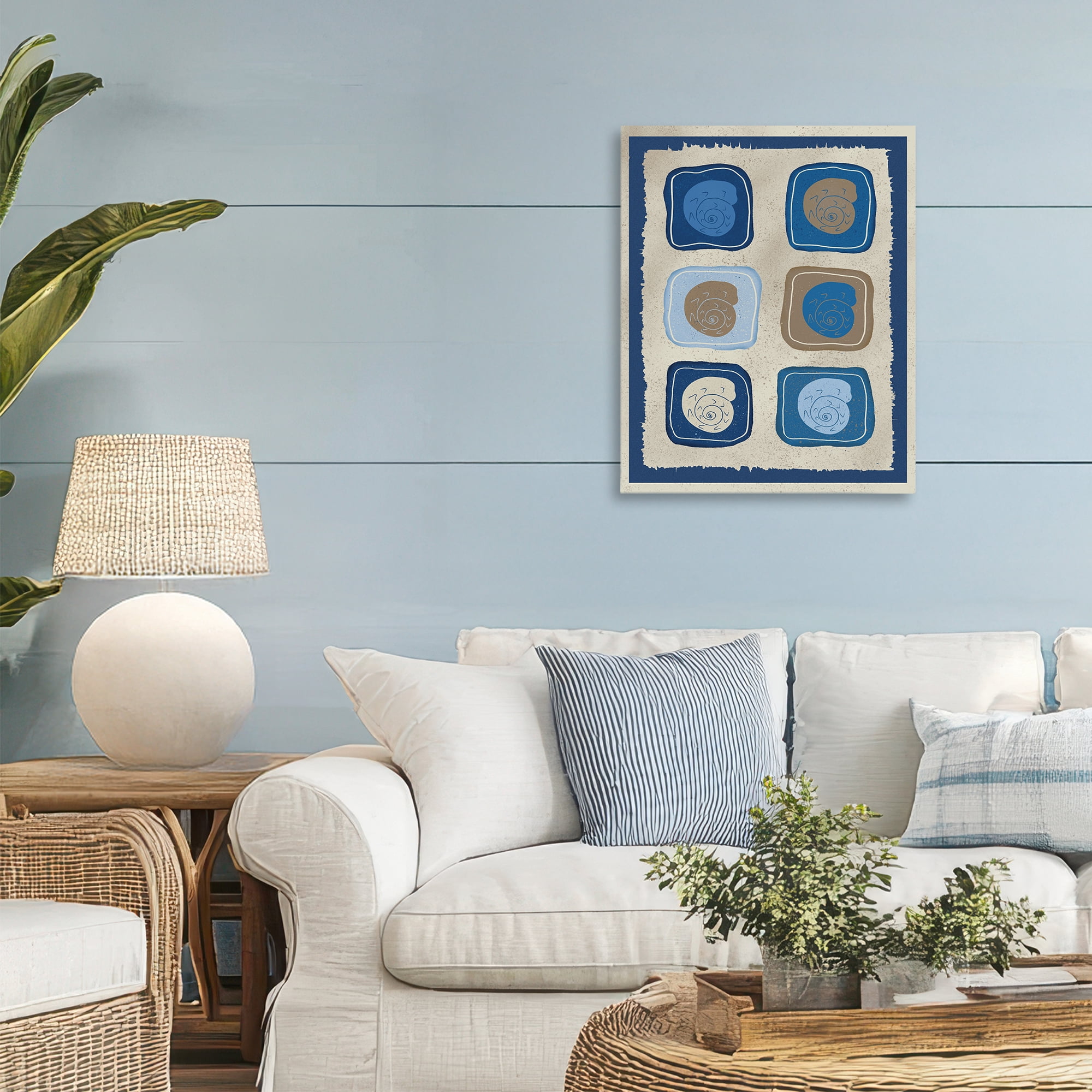 Stupell Industries Blue Blocked Nautilus Canvas Wall Art, design by Julia Frost