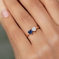 thumbnail image 4 of Gem Stone King 18K Rose Gold Plated Silver Fashion Right-Hand Ring Heart Shape Blue Created Sapphire and Moissanite (0.92 Cttw, Size 6), 4 of 6