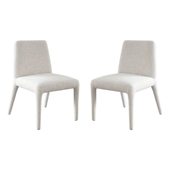 Hena Dining Side Chair Set of 2- Light Oat Polyester Upholstered Frame