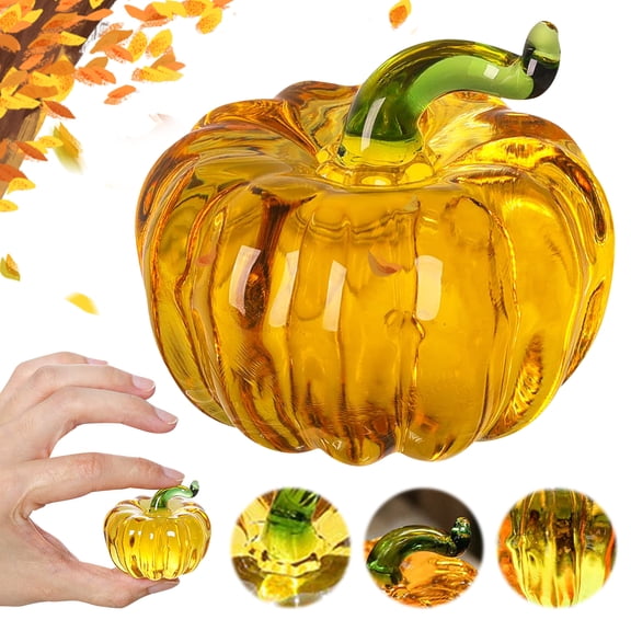 Moontgen Mini Crystal Glass Pumpkin Ornament, Autumn Harvest Thanksgiving Halloween Decoration Collectible Ornament