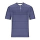 thumbnail image 5 of Blusas y camisas de manga corta y cuello redondo para hombre, blusa informal de poliéster de color liso con botones y cuello redondo a la moda para hombre., 5 of 5
