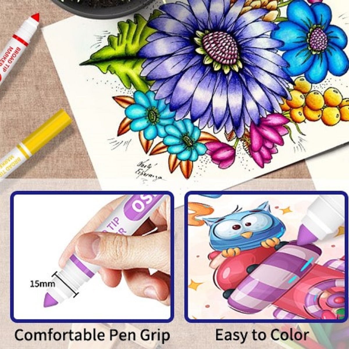 OSIMIG Art Marker Kit, 240 Count, 1 Pack, Conical Tip