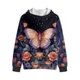 thumbnail image 5 of Xoenoiee Butterfly Flower Print Hoodies for Girls Long Sleeve Shirts with Full Zipper Lightweight Hooded Sweatshirt Athletic Hoodie Fall Tops Trendy Outfits for Kids, M, 5 of 7