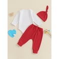 thumbnail image 6 of Hirigin Baby My First Valentine's Day Outfits Long Sleeve Romper Bodysuit Top Pants Hat 3 Piece Clothes Set, 6 of 9