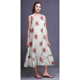 thumbnail image 4 of Bimba White21 Floral Leaves & Begonia Mi-Mollet Vêtement de Nuit Femme Coton Imprimé Sans Manches Robe de Nuit Maxi Robe XX-Grand, 4 of 6