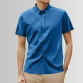 thumbnail image 2 of Men's Business Casual Short Sleeve Button Shirt, Polyester/Spandex, M-XXXXL Sizes, 2 of 4