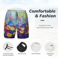thumbnail image 3 of Yiaed Spring Flower Seasonal Print Mens Swim Trunks Bathing Suit Compression Liner Beach Swim Shorts Swimwear Quick Dry Zipper Pocket No-Chafing Board Short-X-Large, 3 of 6
