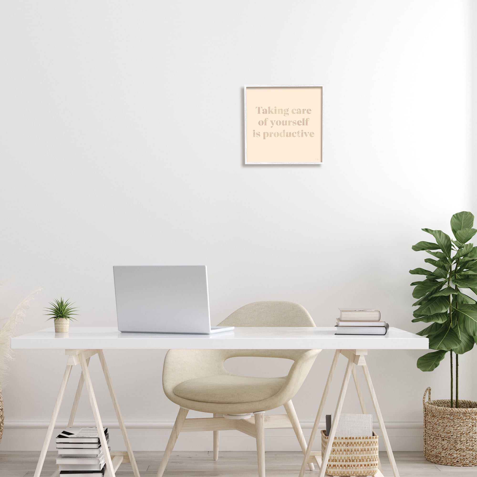 Stupell Industries Taking Care Of Yourself Comforting Motivational Phrase Framed Wall Art, 12 x 12, Design by Yass Naffas Designs