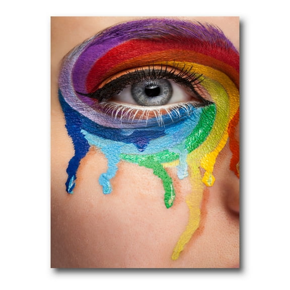 Close Up Eye With Colourful Cry In A Wheel Arround 12 in x 8 in Painting Canvas Art Print, by Designart