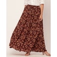 thumbnail image 3 of Moomaya Printed Maxi Skirt, Women's Elastic Waist Flowy Summer Long Skirt, 3 of 9