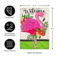 thumbnail image 3 of Evergreen Linen Garden Flag - Floral Flamingo Welcome, 12.5 x 18 inch Double Sided, 3 of 6