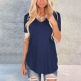 thumbnail image 2 of TODOZO Hot Sale!! Women's Tops V-Neck Short Sleeve Tshirts Tees Casual Summer Top Casual Fashion Basic Tees Curved Hem Tops Navy 4Xl, 2 of 6