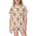 thumbnail image 4 of LIIPEE Girls Halloween Graphic Pajamas Short Sleeve Button Down Shirts And Shorts Pajama Sets Kids Holiday Sleepwear 1-14 Years, 4 of 5