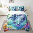 thumbnail image 2 of Erosebridal Cute Manatee Comforter Set Twin 7 Pieces Cartoon Ocean Animal Fish Sea Creatures Bedding Set Marine life Sealife Bed in a Bag with Comforter,Sheets, 2 of 5