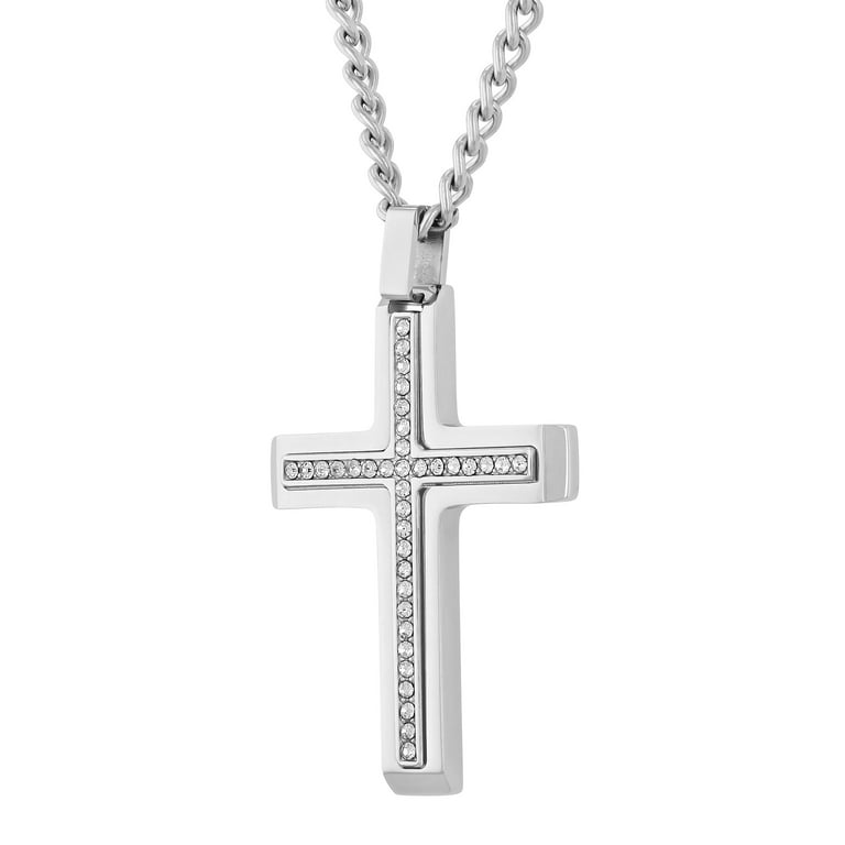 Believe by Brilliance Men's Stainless Steel Cross Pendant with
