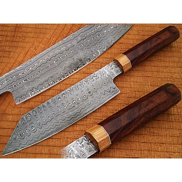 Damascus Steel Chef Knife Rose Wood & Olive Wood Handle