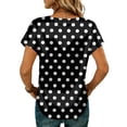 thumbnail image 6 of Women’s Short Sleeve Polka Dot Print Loose Fit Crew Neck Casual Blouse Lightweight Soft Fabric Top for Daily Wear Black L, 6 of 6