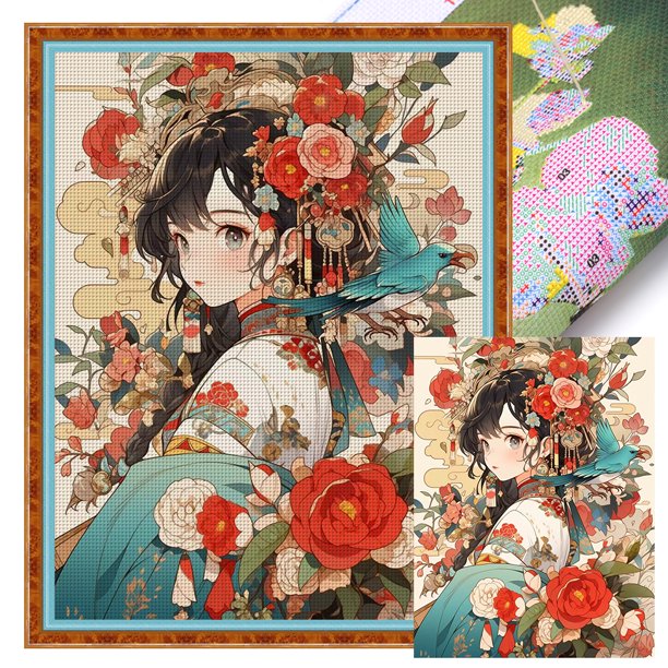 Hilo algodón ecológico bordado Btafrte 11CT 3 hebras 45*60cm kit serie dibujos animados punto cruz