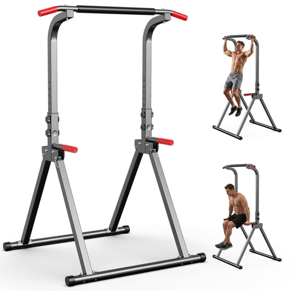 YYJO Foldable Pull Up Bar Free Standing, 11-Level Adjustable Multi-Function Power Tower Dip Bar, Home Gym Strength Training Equipment, 350LBS Capacity