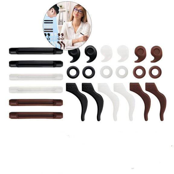 Dvruxg 12 Pairs Silicone Anti-Slip Eyeglass Grips with Ear Hooks & Nose Pads - Comfortable Non-Slip Glasses Accessories for Sports, Reading, Daily Use, Secure Fit