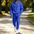 thumbnail image 7 of Zorvxlyn Mens Sweatsuits 2 Piece Set Fleece Oversized Sweatshirt Jogger Sweatpants Set Fall Winter Fuzzy Tracksuit Outfits Jogging Suit Hooded Set Blue S, 7 of 7