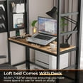 thumbnail image 5 of Mabor Twin Loft Bed with Desk&Charging Stations&Led Lights, LED Metal Loft Bed Frame with Storage Shelves&Drawers&Clothes Rail, Safety Guard & Ladder, Black, 5 of 10
