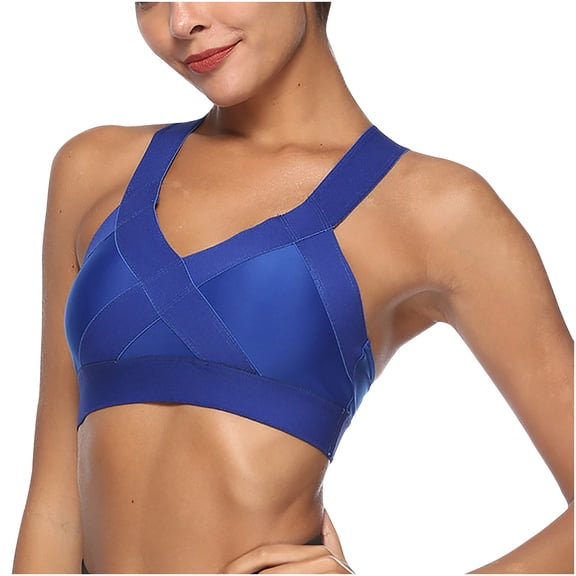 Bigersell Womens Bra Lace Strap Vest Women Wear Outside with Underlay French Top BraUnderwear Bra Female Polyester Backless Strapless Bra Women Full-Figure Bra, Style 1092, Blue XL