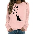 thumbnail image 2 of CALAFEBILA Cat Sweatshirts for Women Long Sleeve Crew Neck Graphic Tunic Pullover Tops, 2 of 5