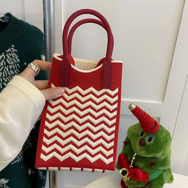 Bolso para móvil, bolso de punto, bolso de mano de gran capacidad, bolso bandolera para estudiantes, bolso de lana